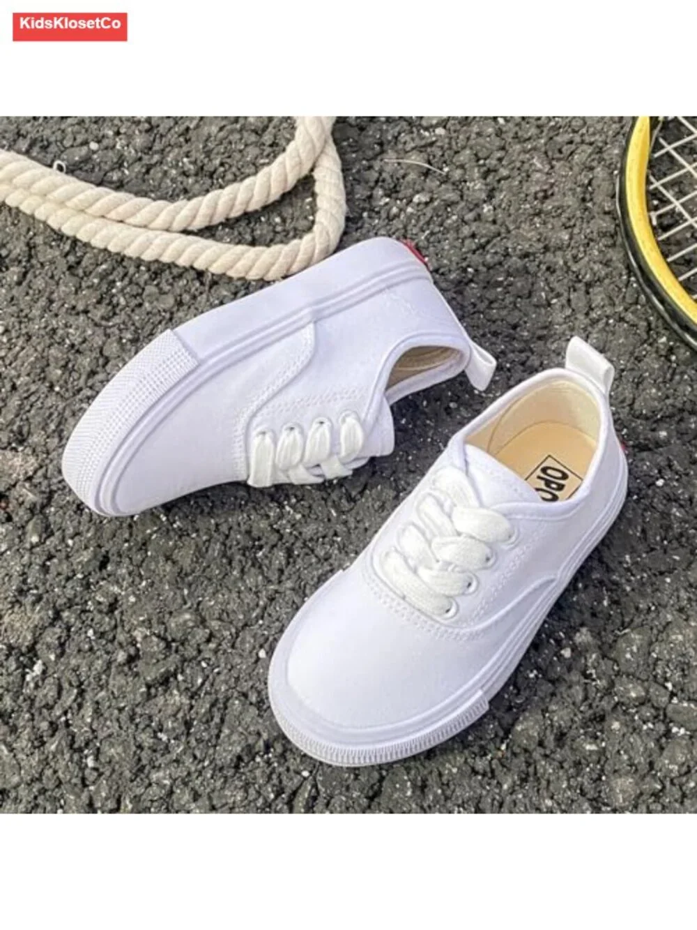 Kids Low Top Canvas Sneakers Lace-up Breathable Rubber Sole
